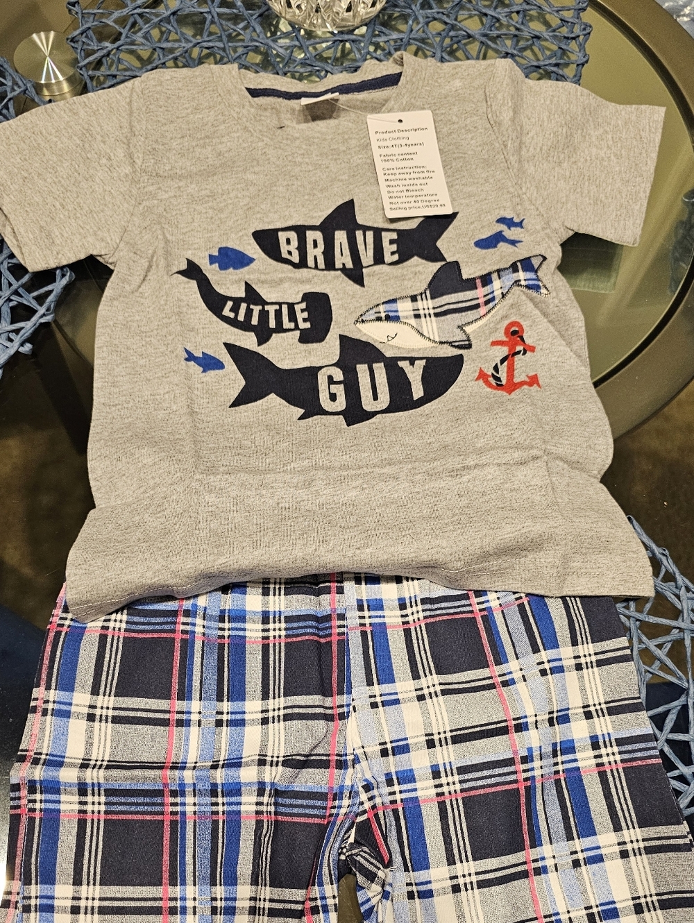 Brave Little Guy Grey & Navy Kids Short Set